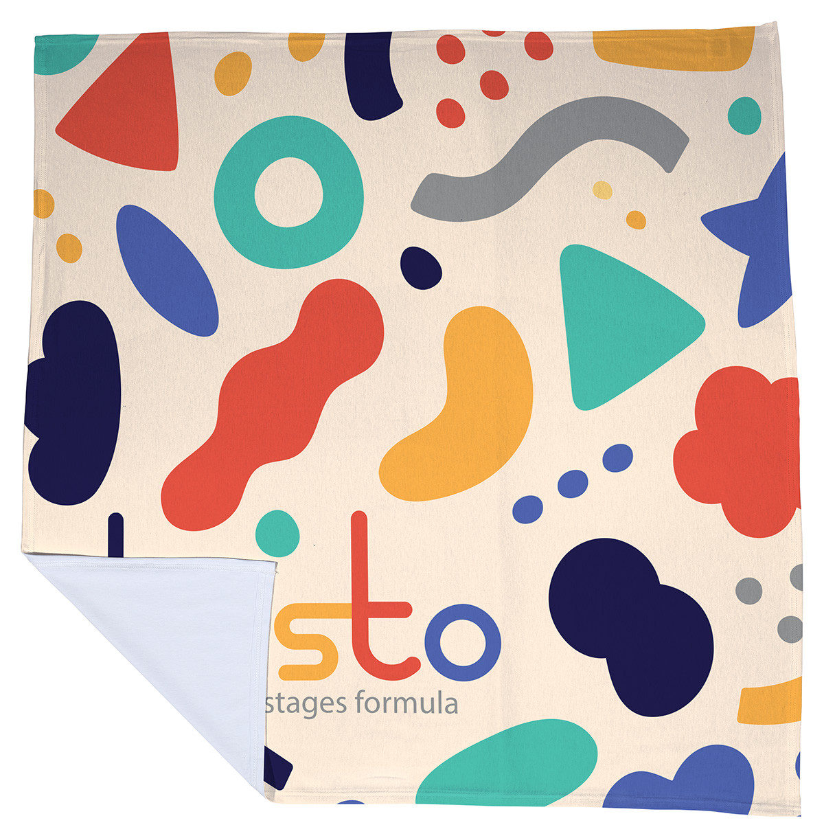 Custom Cotton Feel Swaddle Blanket 42" x 42" full-color white polyester and spandex baby swaddle blanket with soft cotton-feel fabric and lightweight square design for infant swaddling and everyday comfort.