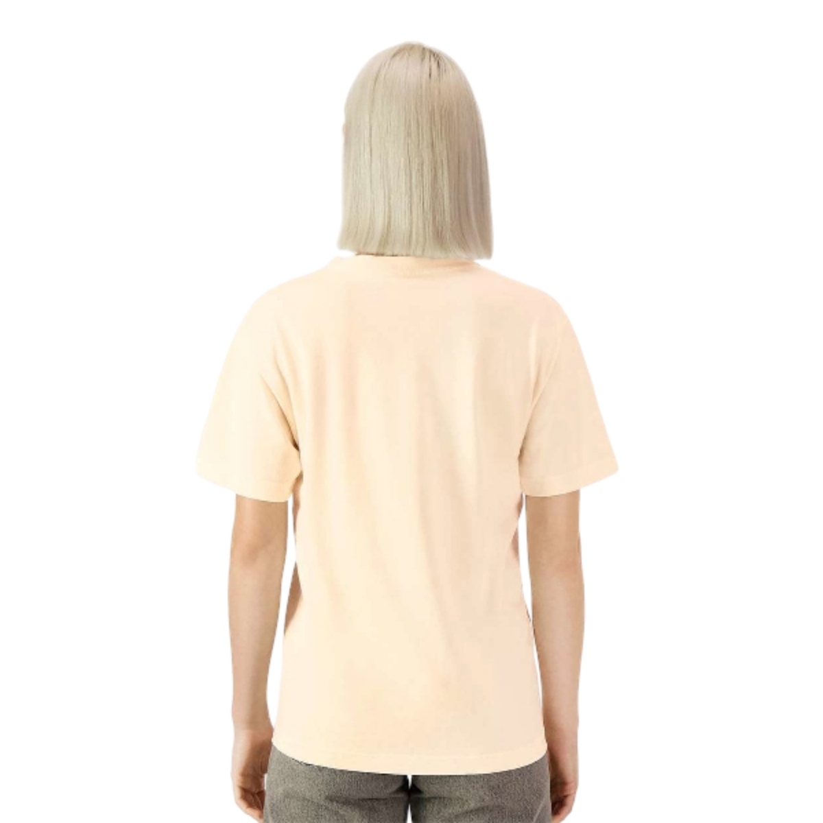 Faded cream heavyweight long-sleeve T-shirt with a relaxed fit, soft garment-dyed finish, rib knit cuffs, and classic crew neckline.