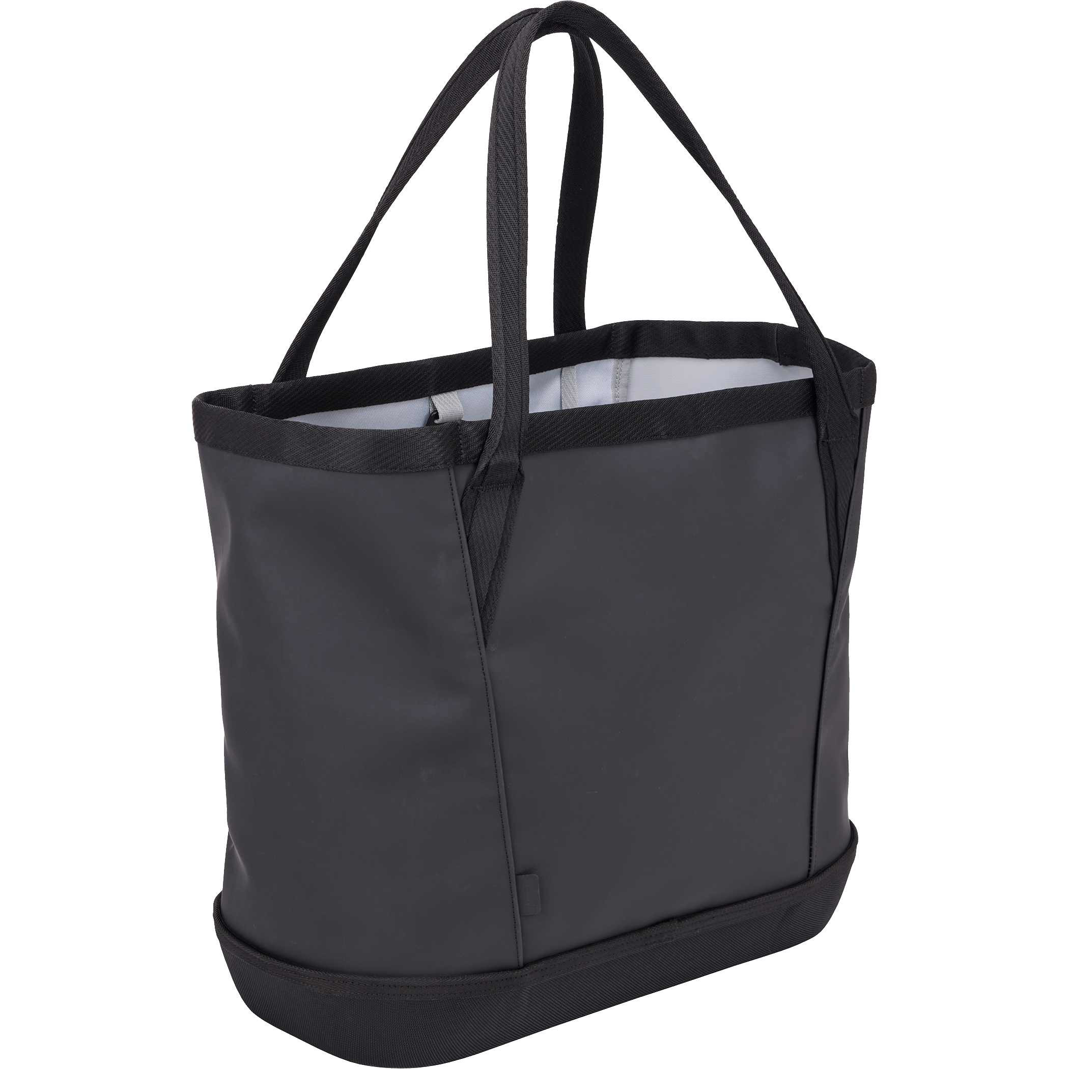 Thule 30L Chasm Gear Tote in black durable weather-resistant fabric with structured tote design, featuring a spacious main compartment, exterior zippered pocket, and sturdy carry handles for everyday use and travel storage.