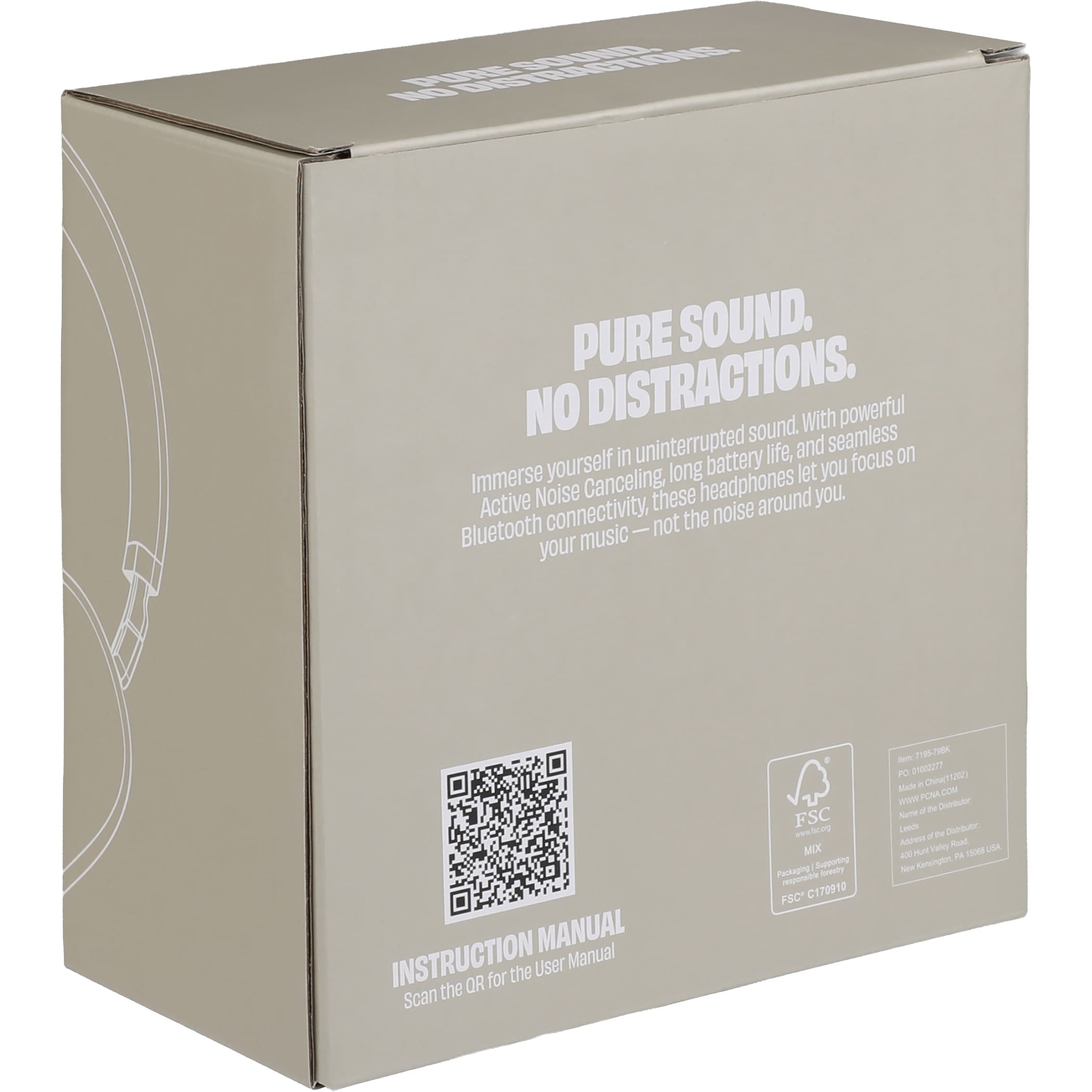 FSC® Certified Premium Giftbox of Zen Pods Bluetooth Headphones with ANC in black over-ear design with cushioned ear cups and foldable headband, shown in an everyday lifestyle setting for focused listening, music, or calls, highlighting wireless audio use at home, work, or while relaxing.