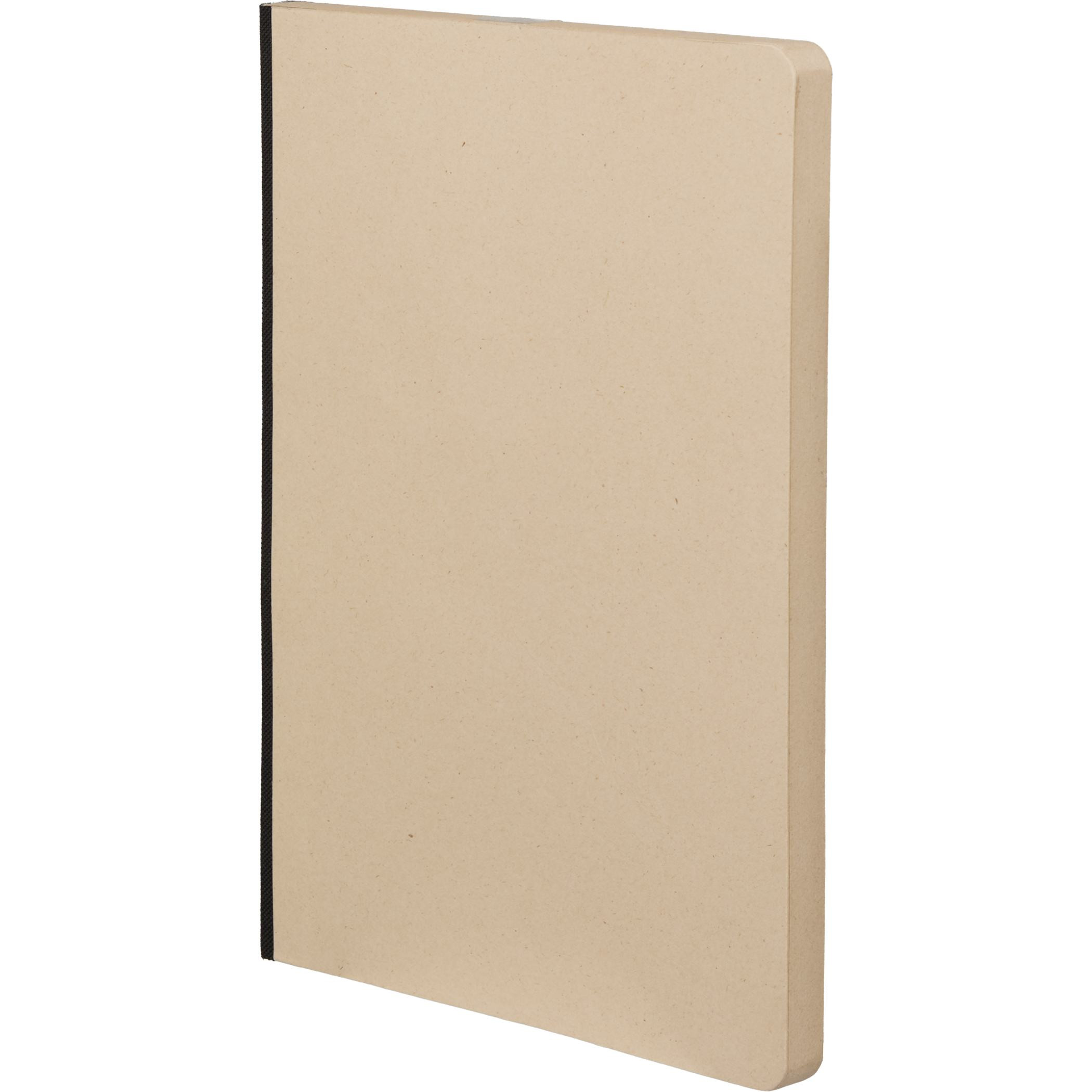 Black 5" x 7" Sugarcane Paper Meeting Notebook with soft sugarcane pulp cover and sugarcane-derived lined pages, compact lightweight design for note-taking, journaling, meeting notes, and everyday organization.