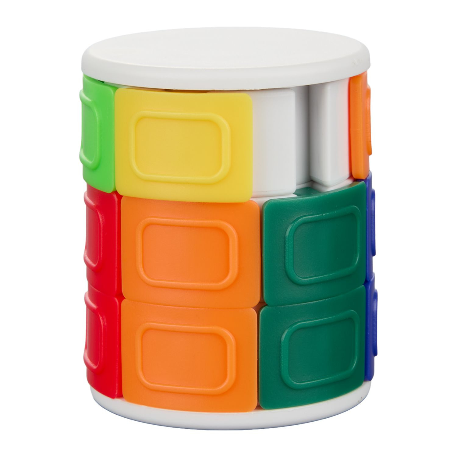 Multi-colored twist-and-slide puzzle toy with circular design for interactive brain teaser play and stress relief.