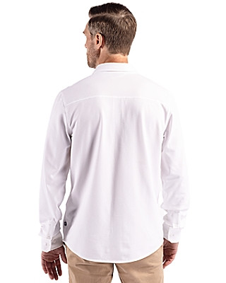 Cutter & Buck Men's Advantage Tri-Blend Eco Soft Pique Long Sleeve Knitted Button Up Product Image