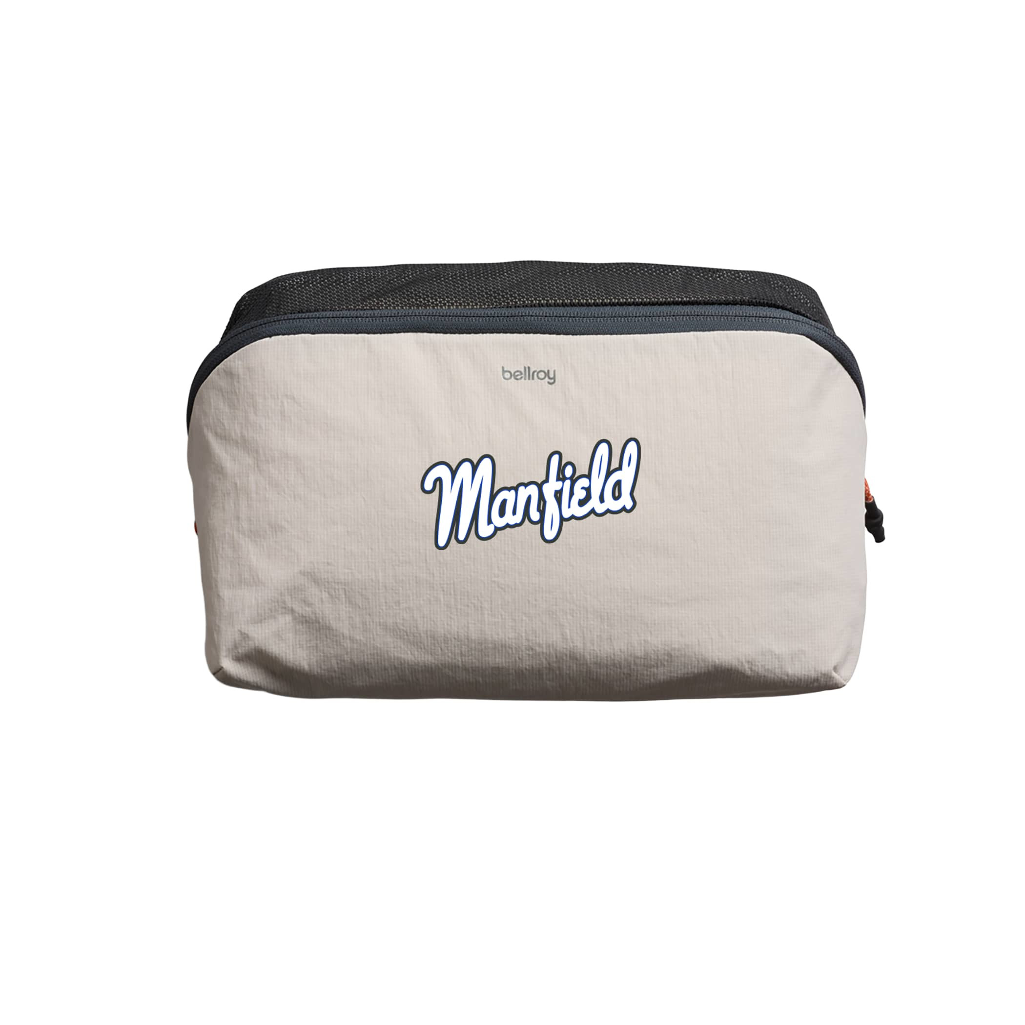 Ash Bellroy 6L Lite Packing Cube in lightweight Dura Lite nylon with mesh panels, pop-top zip opening, and compact travel organizer design for packing clothes and essentials.