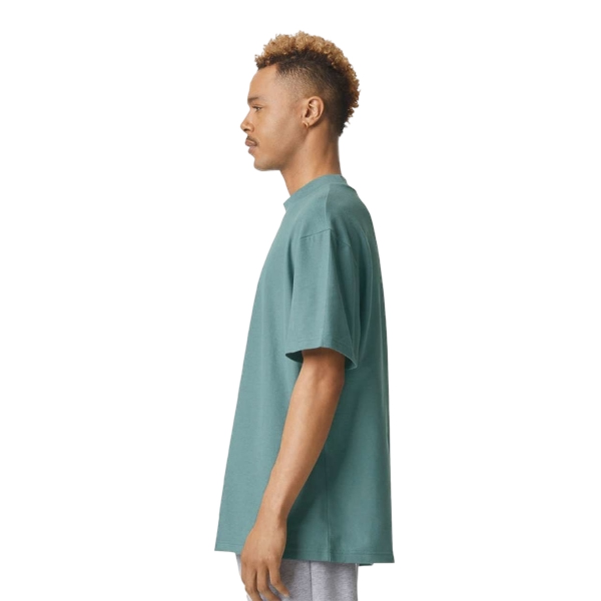 Arctic heavyweight pique mock neck T-shirt with a relaxed fit, ribbed collar, and soft ring-spun cotton fabric for a structured casual look.