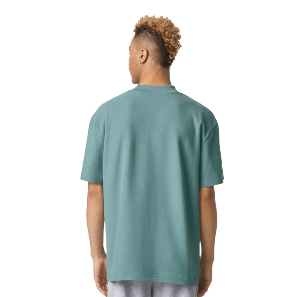 Arctic heavyweight pique mock neck T-shirt with a relaxed fit, ribbed collar, and soft ring-spun cotton fabric for a structured casual look.