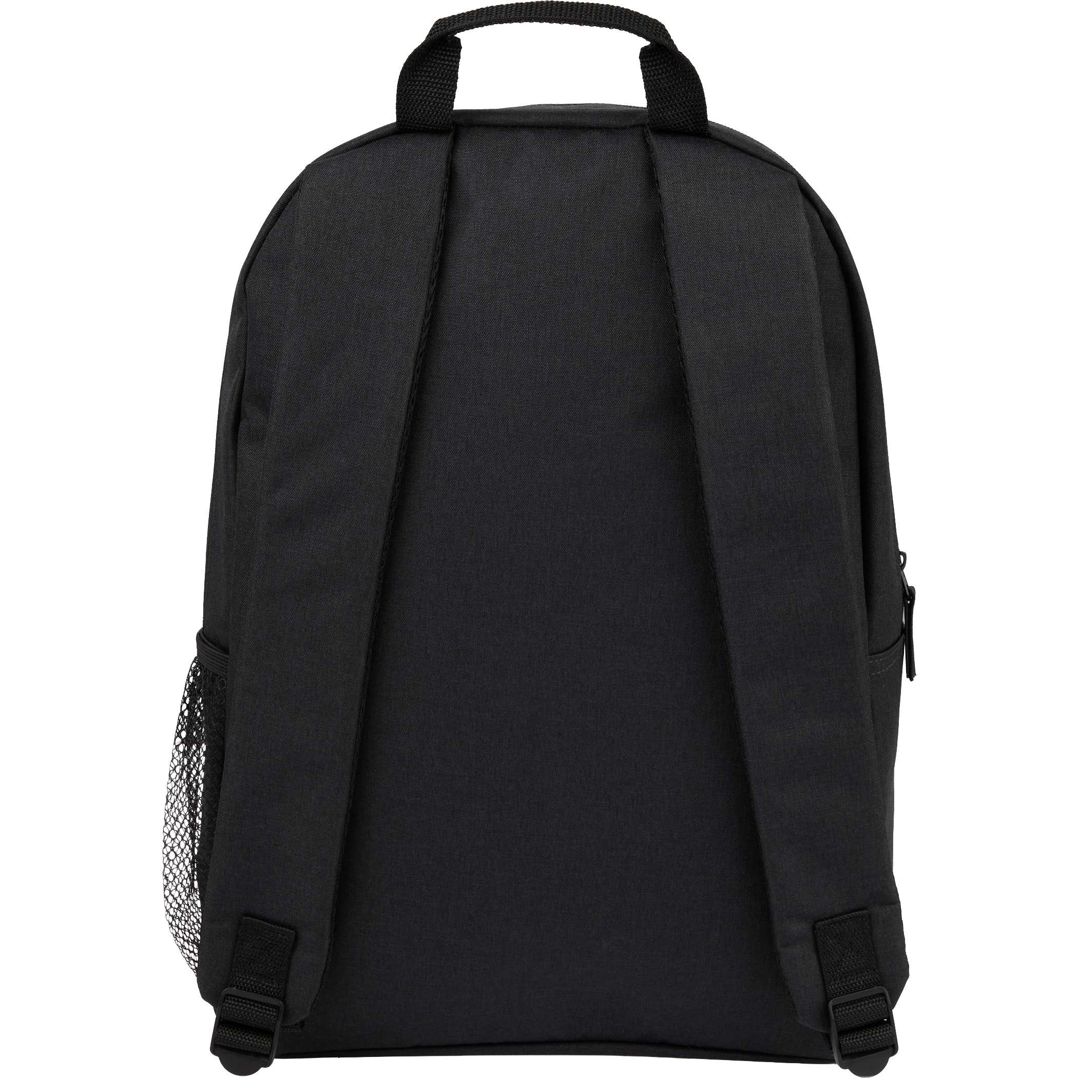 Brady Recycled 15" Computer Backpack in Charcoal recycled polyester with padded 15-inch laptop sleeve, front webbing accent, side mesh water bottle pocket, and spacious zippered compartment for work, school, or travel use.