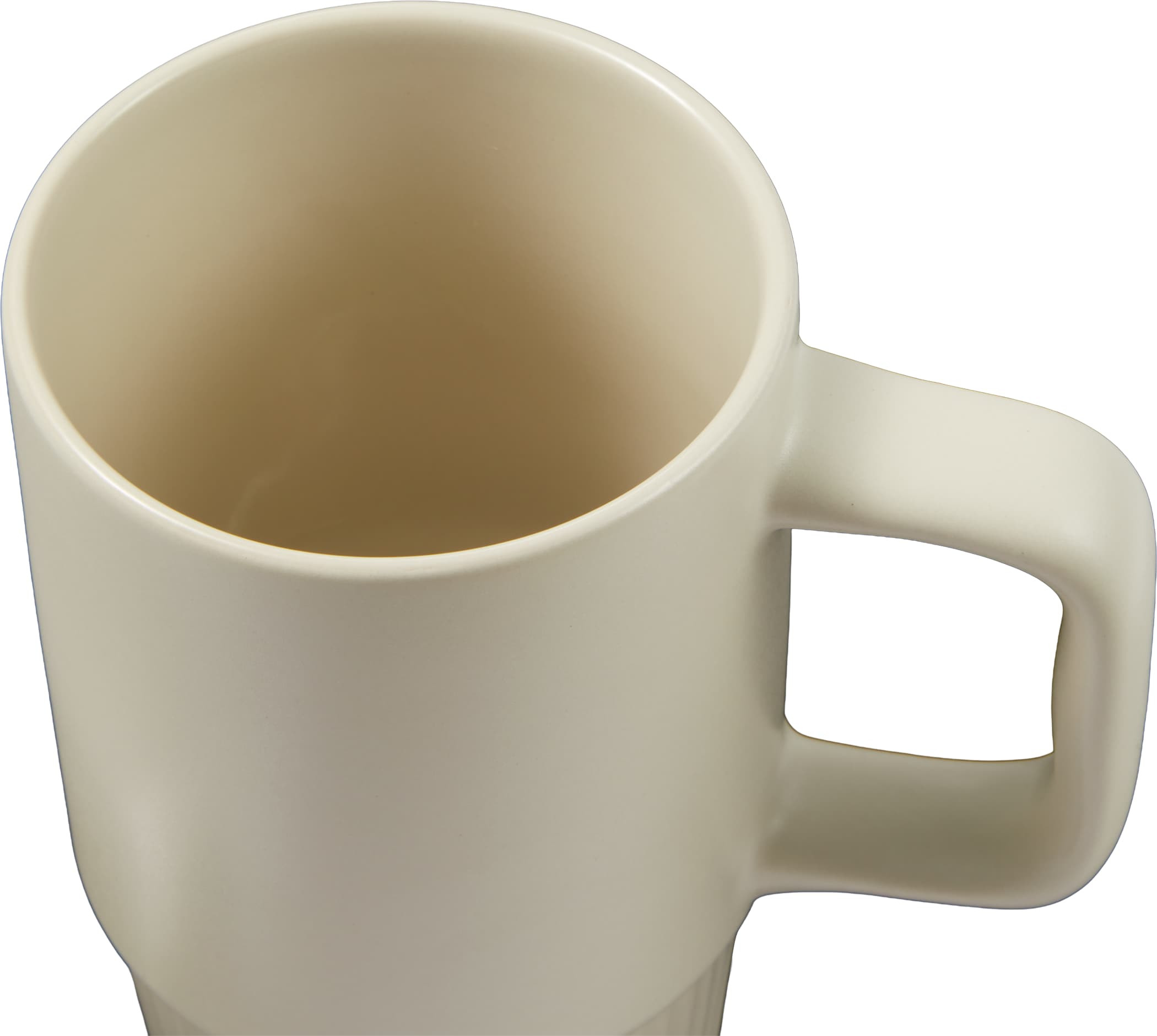 Tan Ceramic mug with a matte finish shown in a neutral tone, the Camden 13oz Ceramic Mug with Lid features a sturdy cylindrical shape with a wide ergonomic handle and subtle vertical detailing near the base. It includes a fitted sliding lid designed for spill resistance and temperature retention, making it suitable for office use, commuting, or everyday hot beverage service. The mug is made from durable ceramic and presents a clean, modern promotional drinkware design intended for custom branding or decoration.