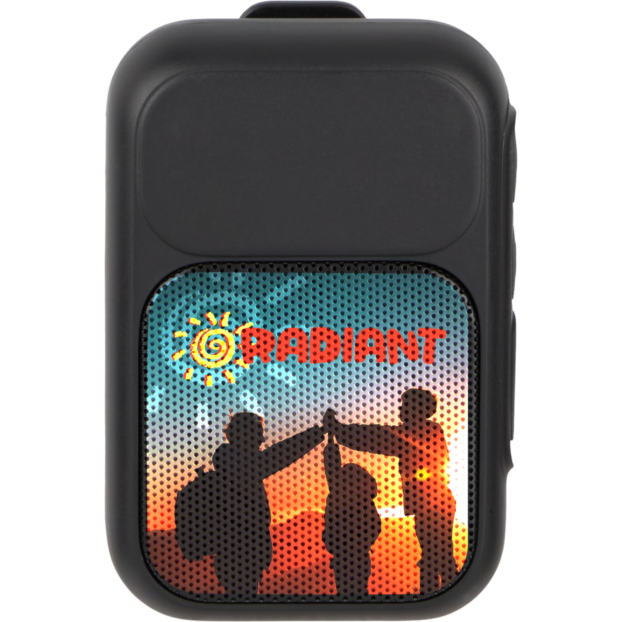 Clip Tune Magnetic Outdoor Bluetooth Speaker in black ABS plastic with built-in clip, magnetic back, and compact portable design for outdoor music playback and hands-free calls.