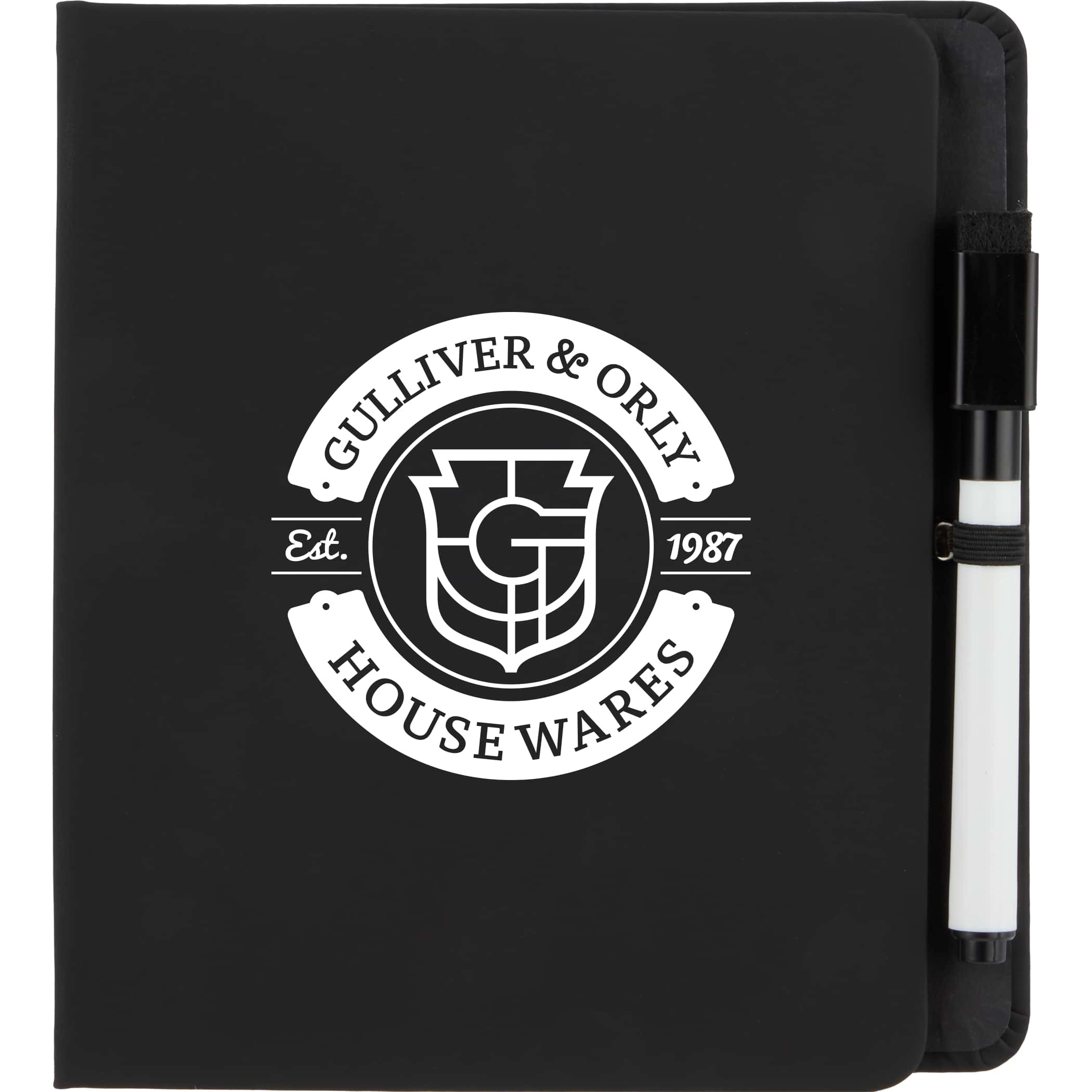 Black Wellable™ FSC® 100% Bamboo Sticky Note Pad with natural bamboo cover, recycled paper notepad, habit tracker pages, and multicolor sticky flags designed for task planning, note-taking, and daily organization.