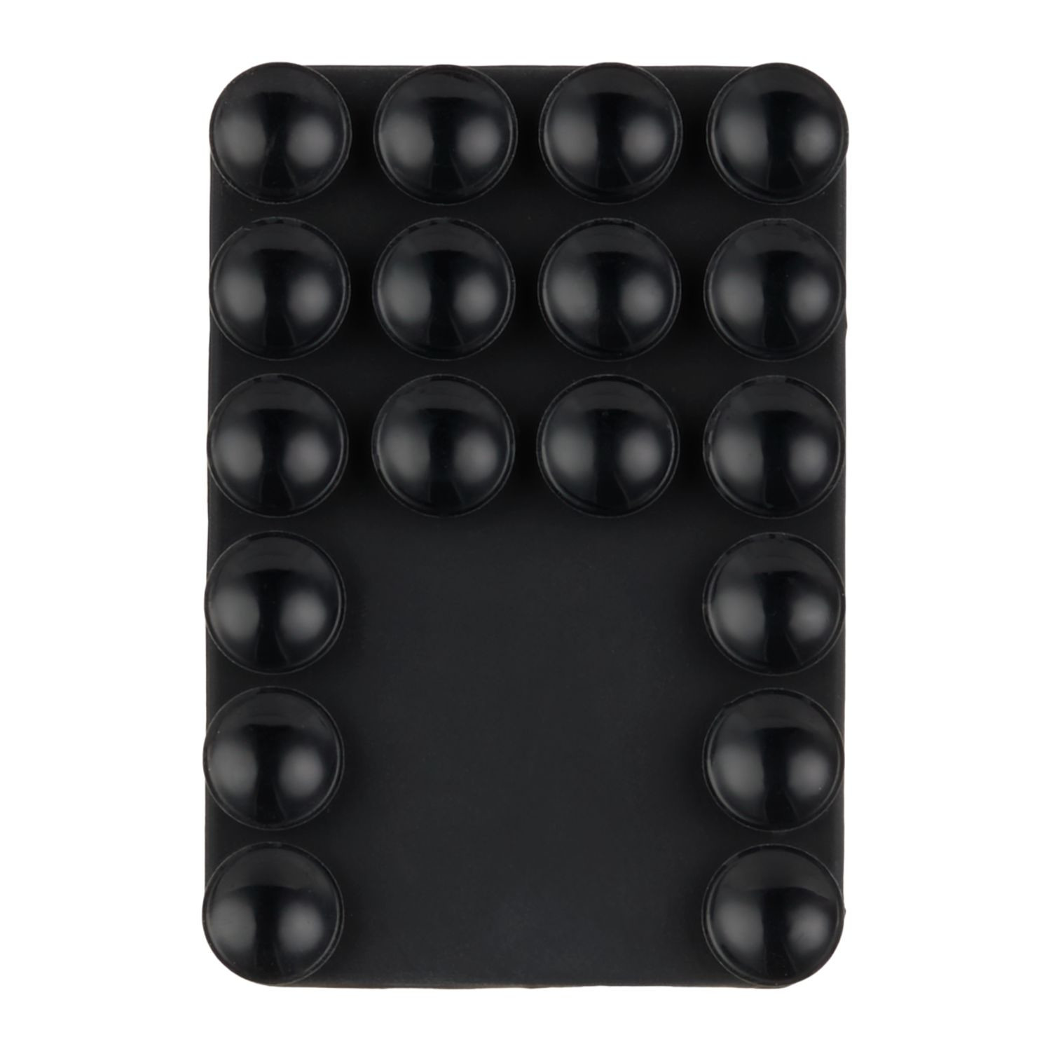 Black silicone suction and magnetic phone mount designed for hands-free device use on mirrors, gym equipment, or metal surfaces.