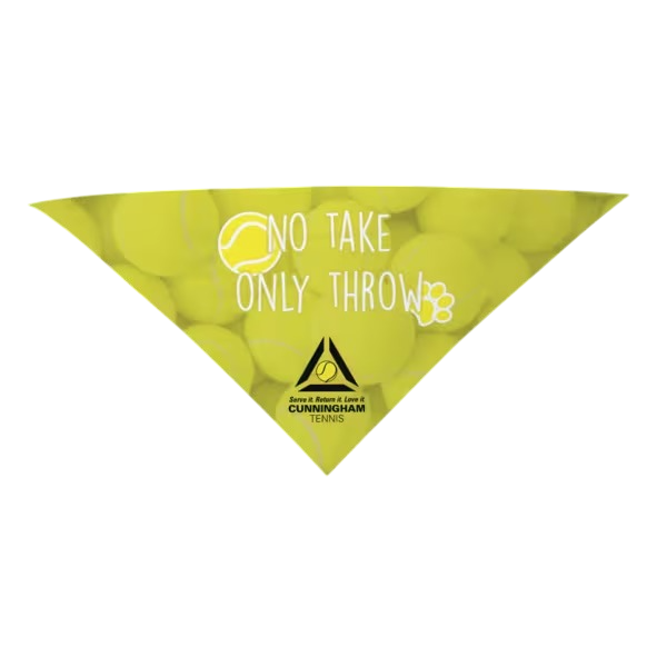 White polyester triangular pet bandana (Dye-Sublimated Pet Bandana ABDNS22T) with smooth lightweight fabric and oversized fit, designed for full-coverage custom dye-sublimated printing for dogs.