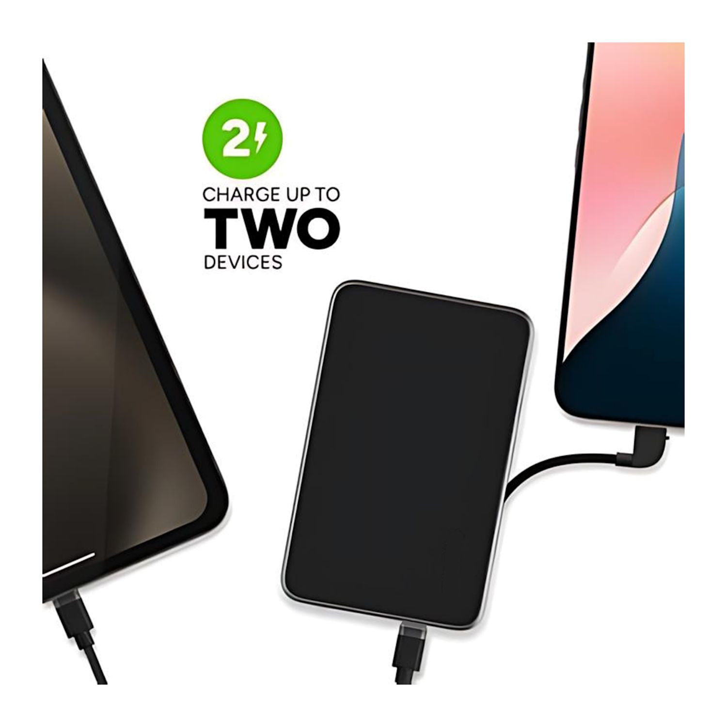 Black compact mophie portable power bank with integrated USB-C braided cable, soft-touch finish, aluminum frame, and fast-charging capability for mobile devices.
