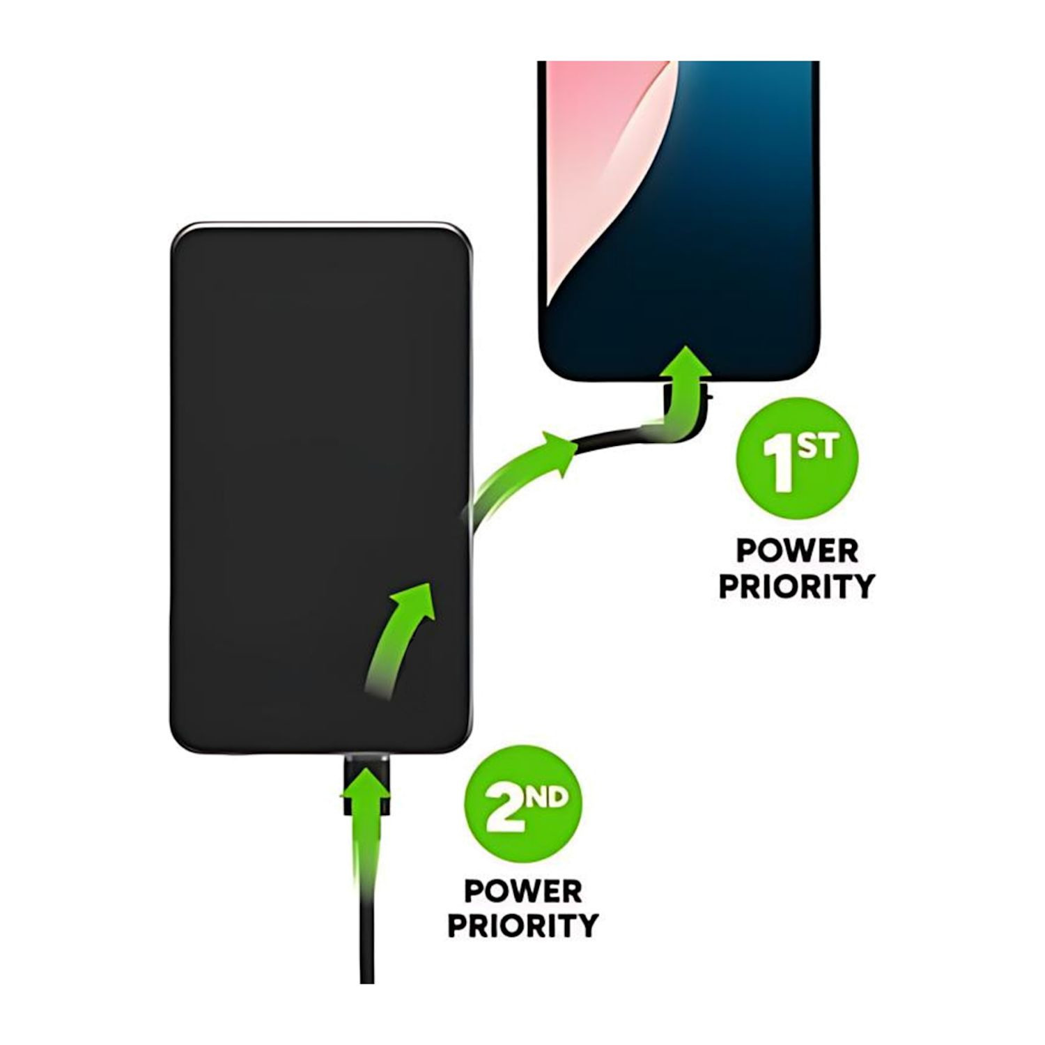 Black high-capacity mophie portable power bank with integrated USB-C and Lightning cables, foldable wall prongs, soft-touch finish, and aluminum frame for fast multi-device charging.