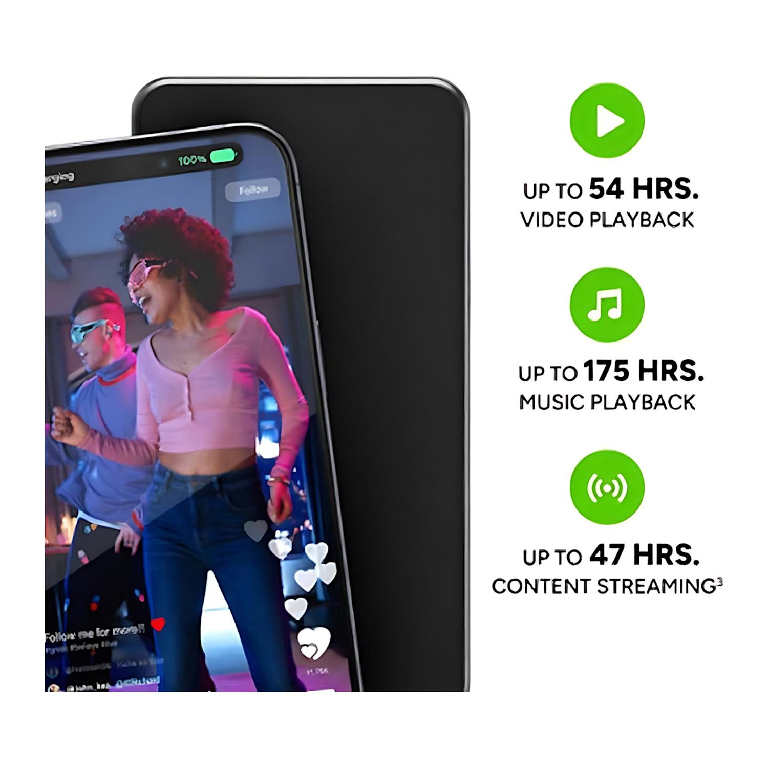 Black high-capacity mophie portable power bank with integrated USB-C and Lightning cables, foldable wall prongs, soft-touch finish, and aluminum frame for fast multi-device charging.