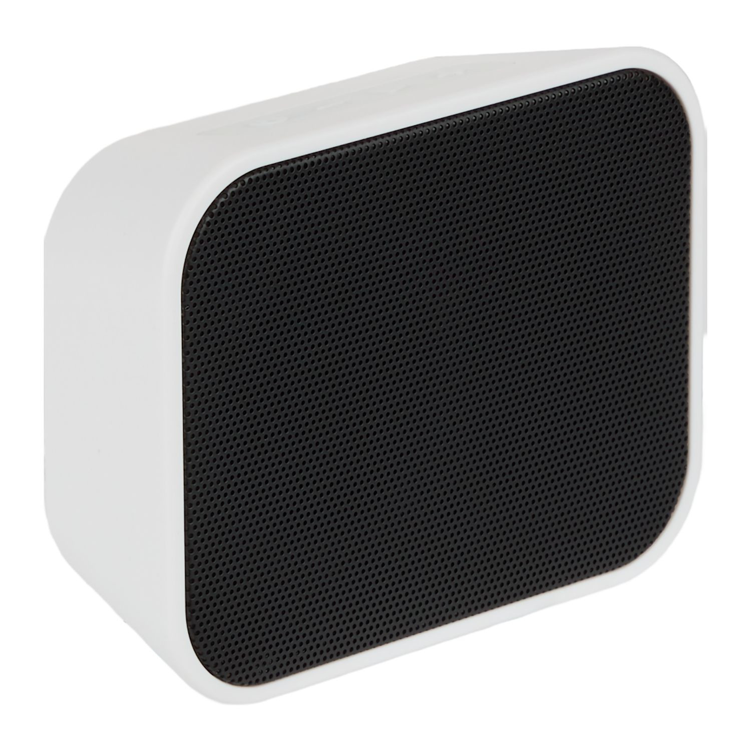 White water-resistant Bluetooth® speaker with built-in microphone, music controls, integrated carrying loop, and compact portable design.