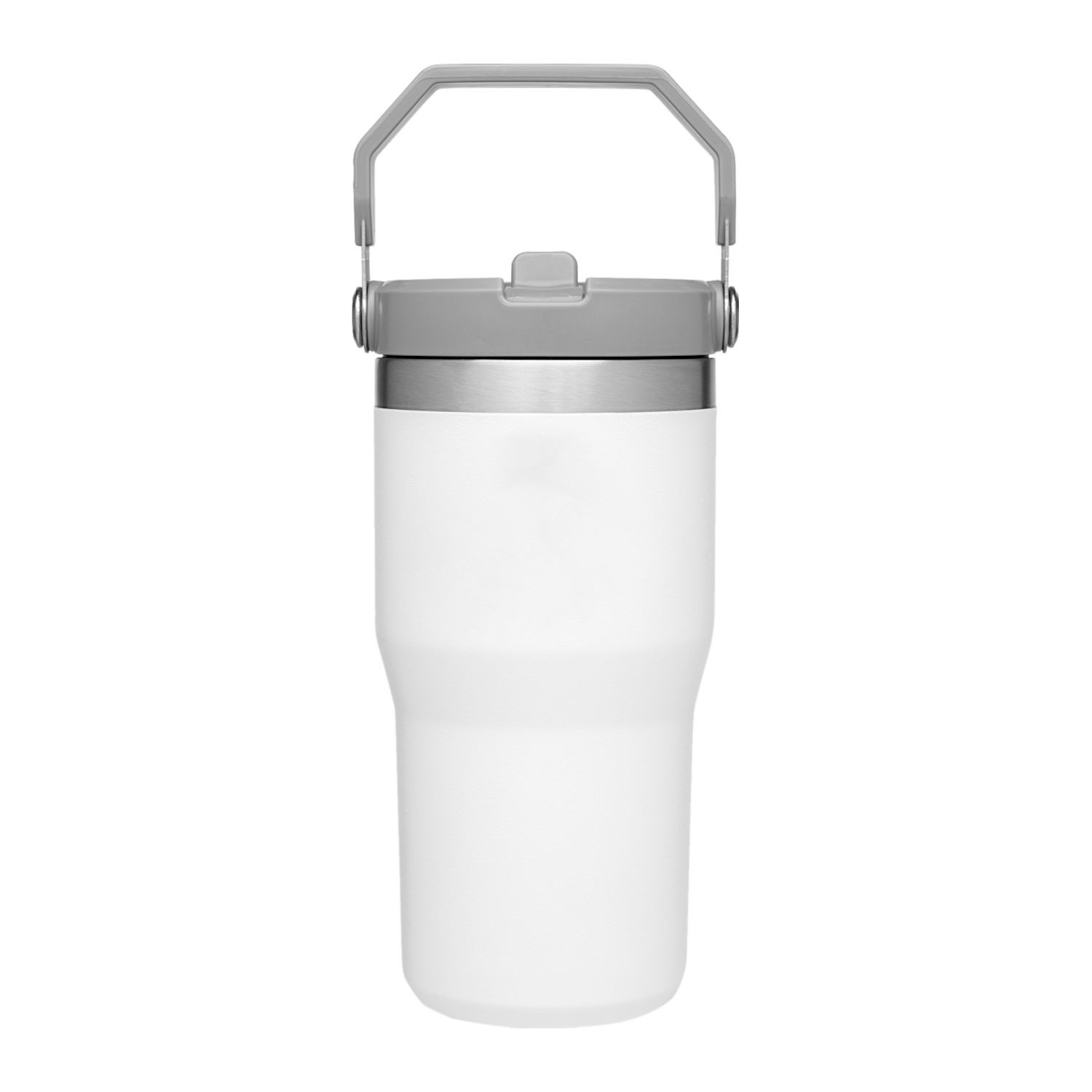 Polar insulated stainless steel tumbler with leakproof flip straw lid, rotating carry handle, double-wall vacuum insulation, and sleek ergonomic design for everyday hydration.