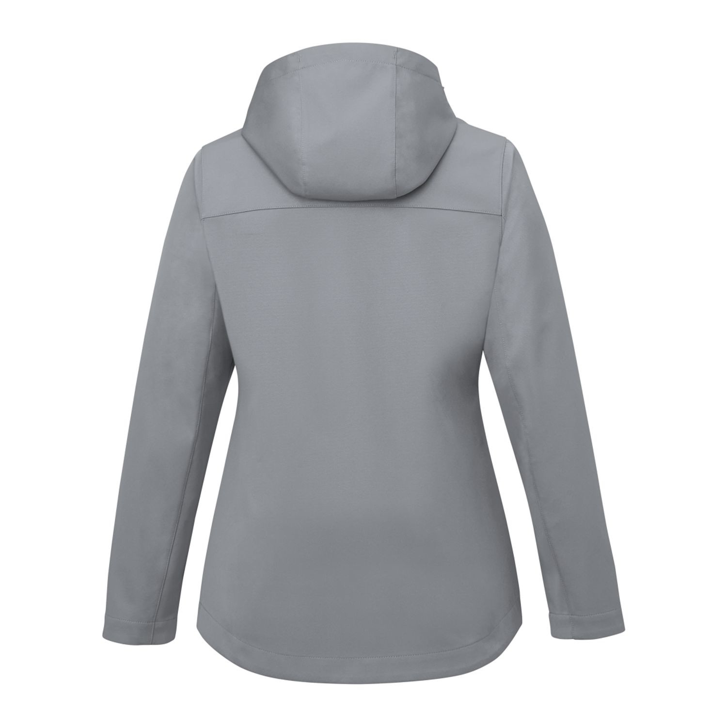 Quarry women's lightweight softshell jacket made from recycled polyester with an adjustable hood, full-zip front, long sleeves, water-resistant finish, breathable membrane, shaped seams, tapered waist, and flexible performance fit for everyday outdoor wear.