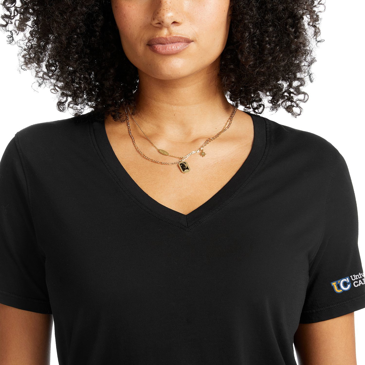 Black American Giant Women's Classic Cotton V-Neck T-Shirt, made from soft Supima cotton with a classic short-sleeve V-neck design for everyday casual wear.