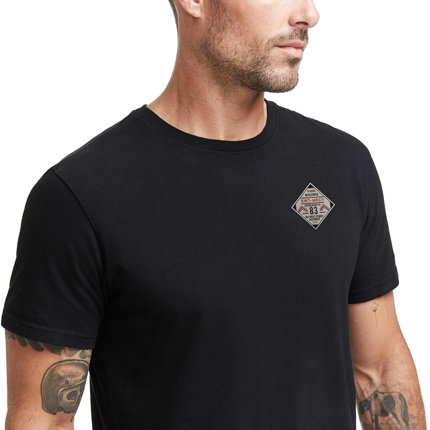 Black American Giant Men's Classic Cotton Crew T-Shirt, featuring a classic crew neckline, short sleeves, and soft 100% cotton construction for comfortable everyday casual wear.