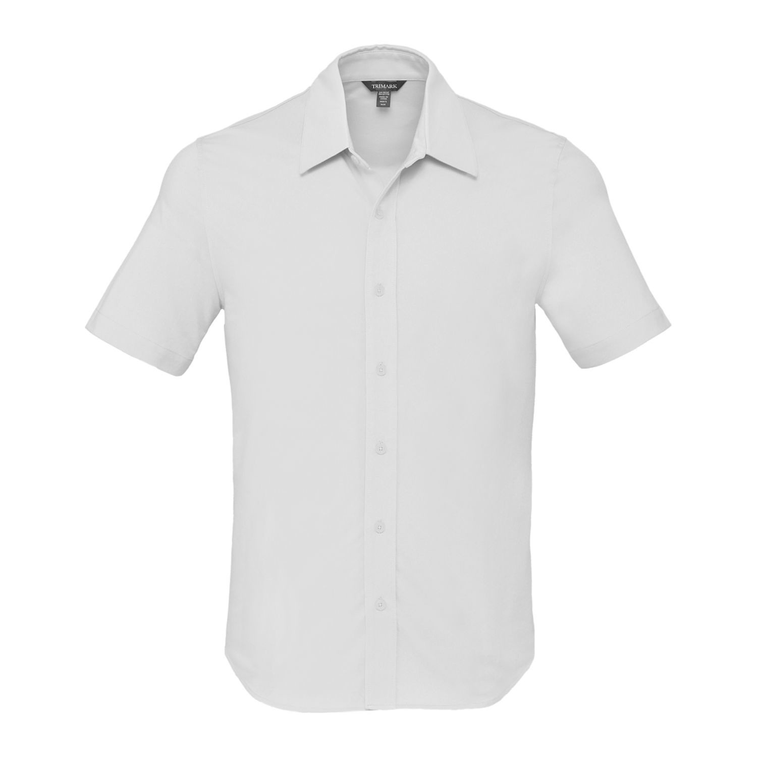 White men's short sleeve knit shirt made from cotton and recycled polyester fabric with a collared button-front design, easy-care construction, UV protection, and a professional business-casual appearance.