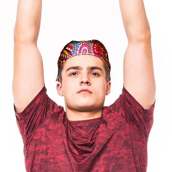 Custom Cooling bandana made from Polyvinyl Acetate (PVA) material with triangle-shaped design that activates with water to provide a cooling effect for outdoor activities and promotional use.