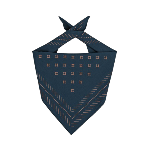Navy organic cotton bandana with classic square design and one-color custom imprint area, made from sustainably sourced organic cotton.