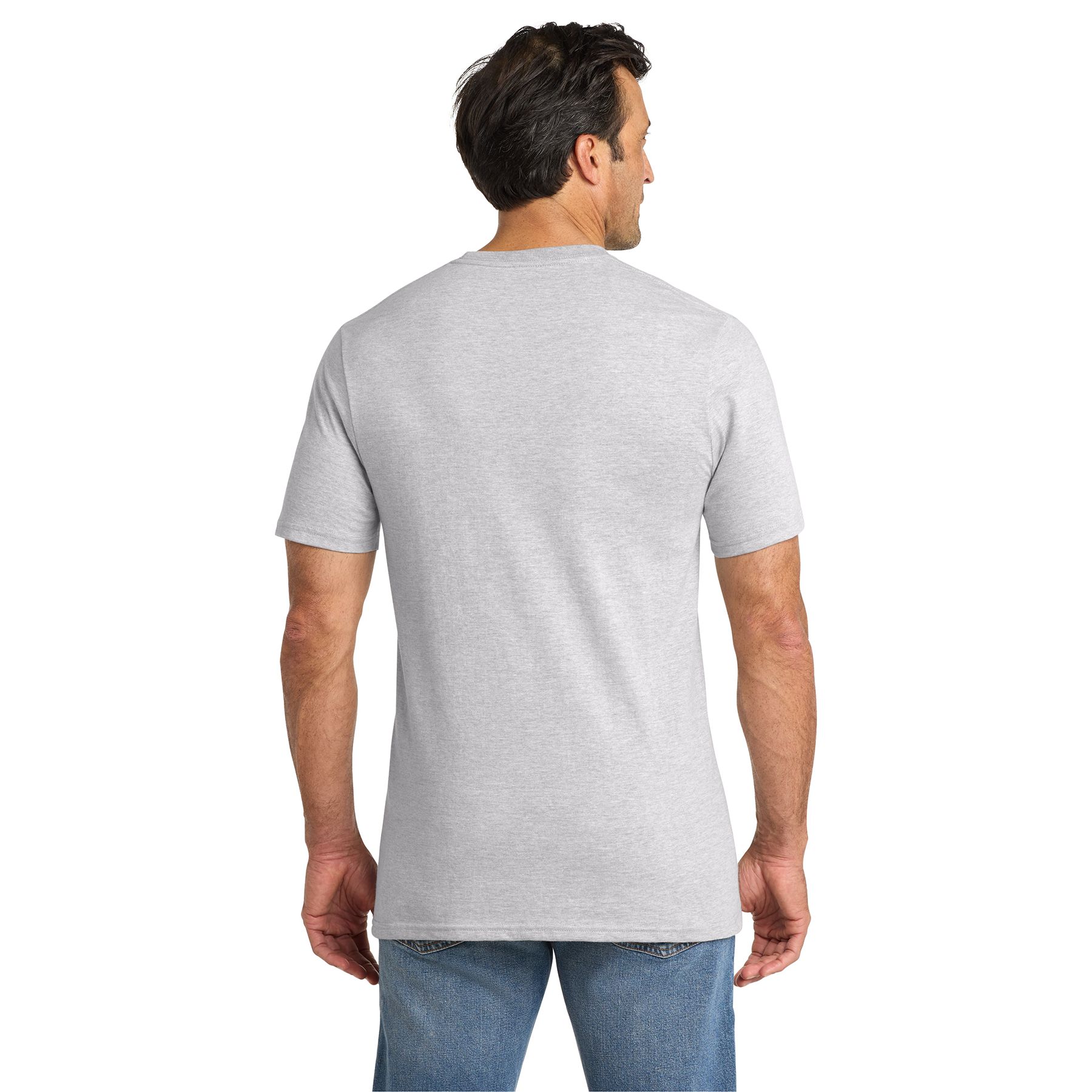 Athletic Heather heavyweight short-sleeve t-shirt made from a ring-spun cotton and polyester blend with a rib knit neck and durable everyday construction.
