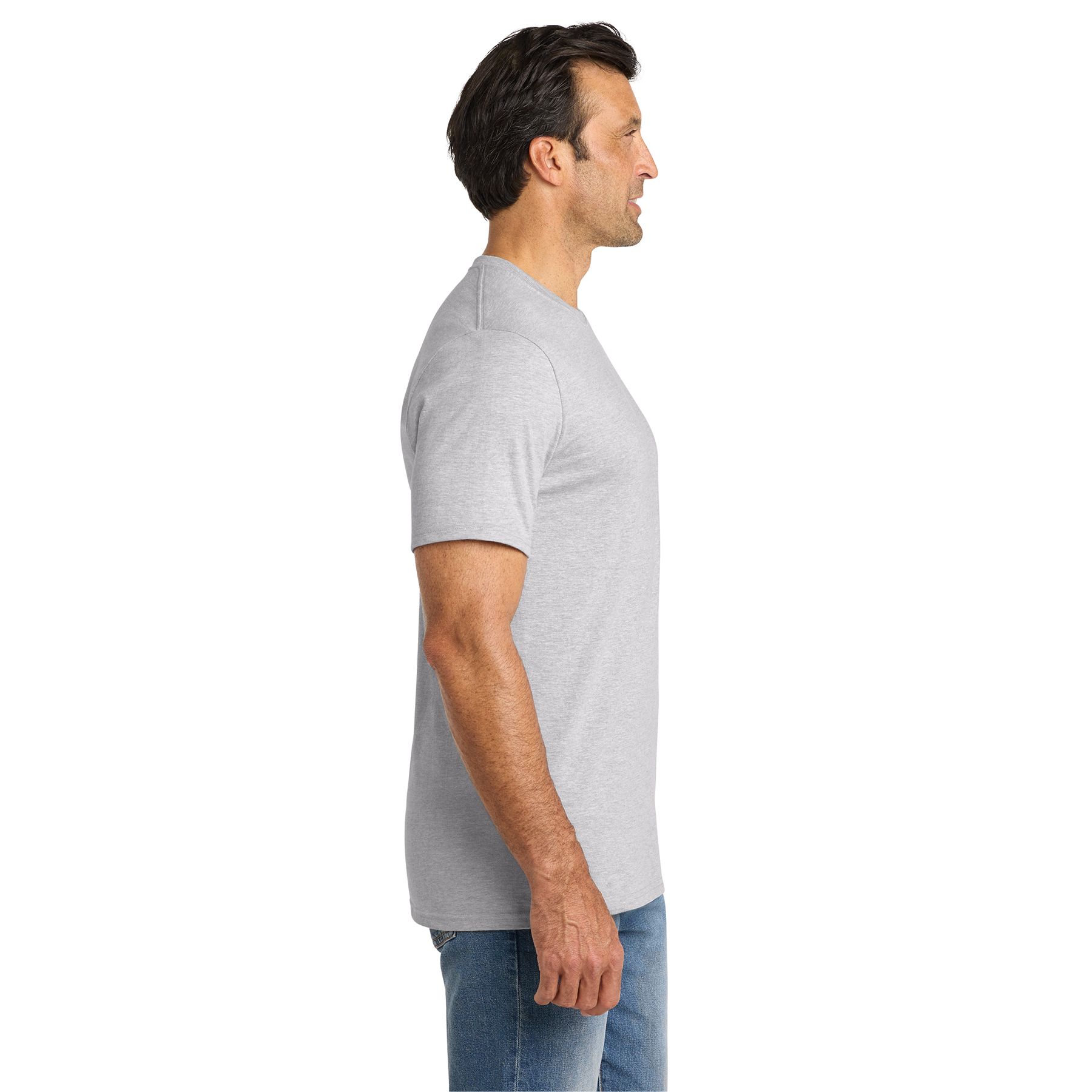 Athletic Heather heavyweight short-sleeve t-shirt made from a ring-spun cotton and polyester blend with a rib knit neck and durable everyday construction.