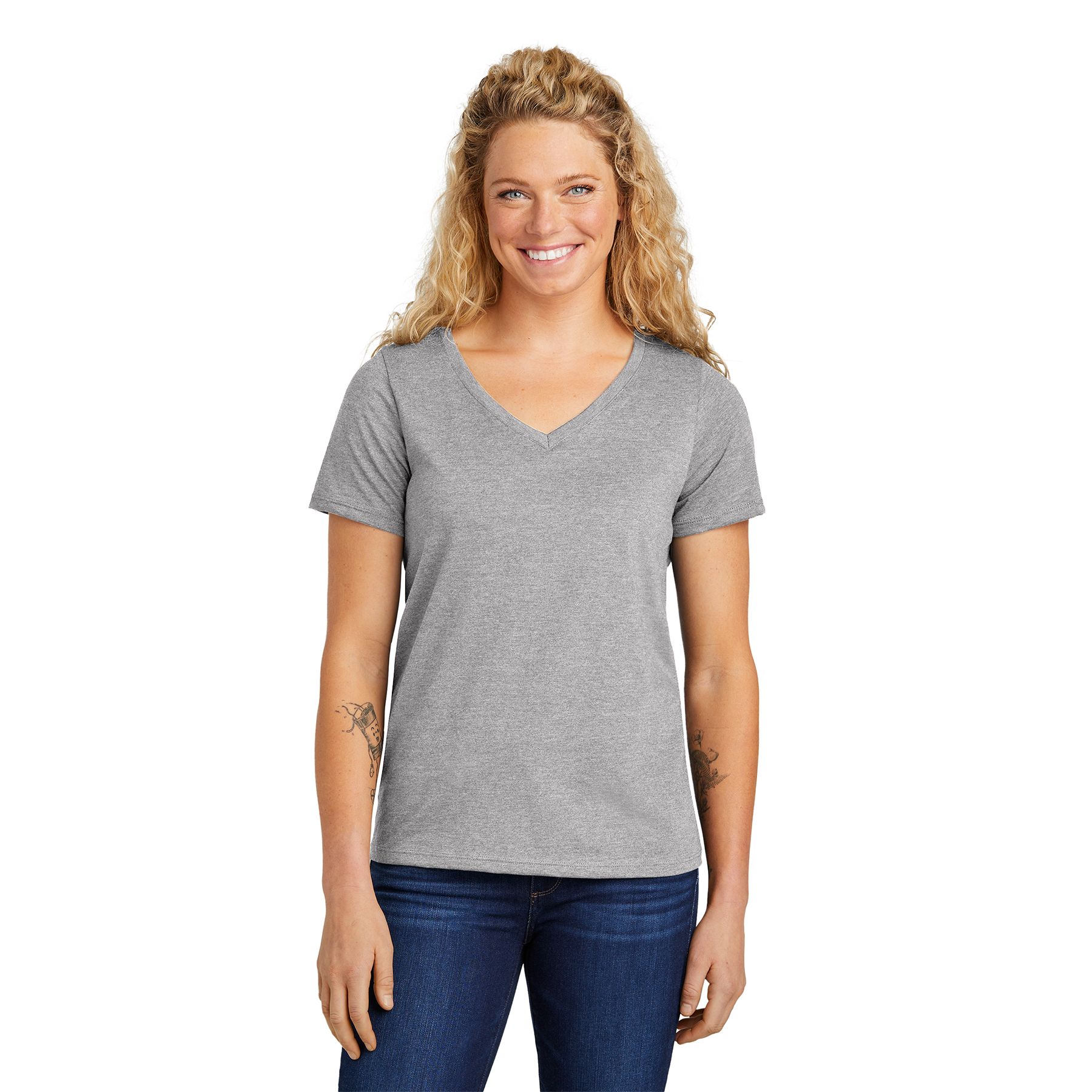 Athletic Heather heavyweight short-sleeve t-shirt made from a ring-spun cotton and polyester blend with a rib knit neck and durable everyday construction.