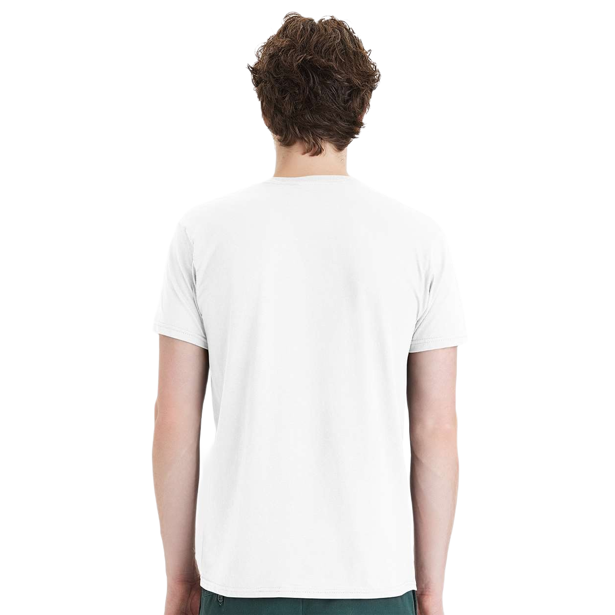 White ring-spun cotton t-shirt featuring a classic crew neckline, set-in baby rib collar, tear-away label, and soft lightweight fabric construction.