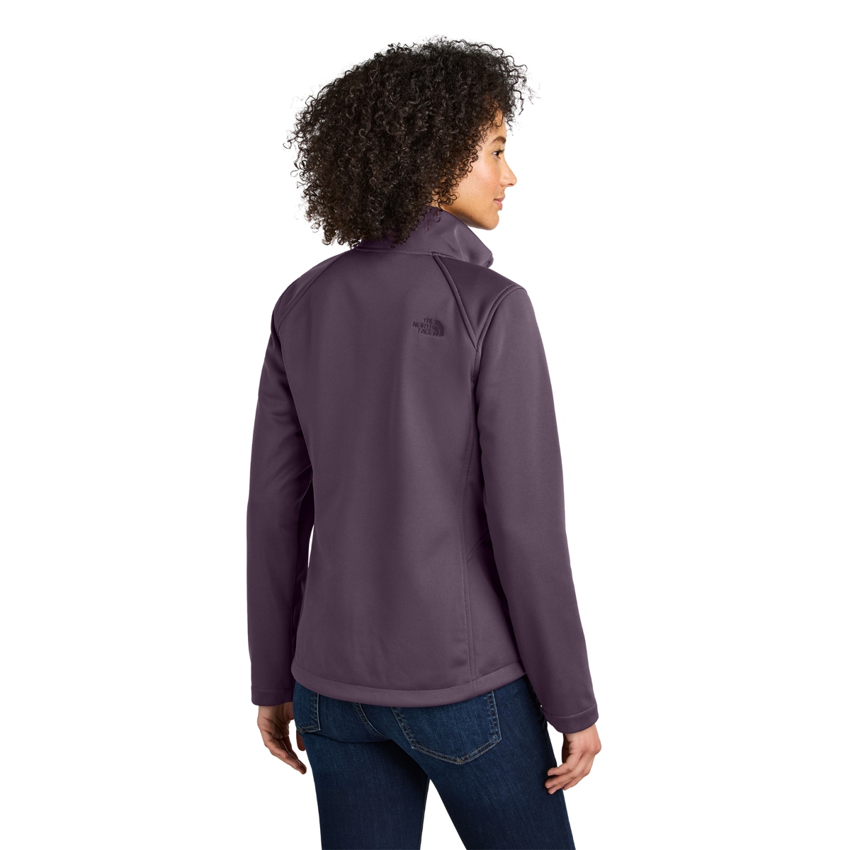 Blackberry Wine soft shell jacket with a full-zip front, stand collar, zippered pockets, and a sleek, weather-resistant design.