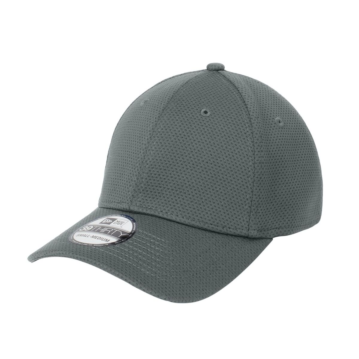 Charcoal New Era® Tech Mesh Cap, featuring a structured mid-profile design with breathable mesh panels, a curved visor, and moisture-wicking performance fabric for athletic activities and everyday wear.