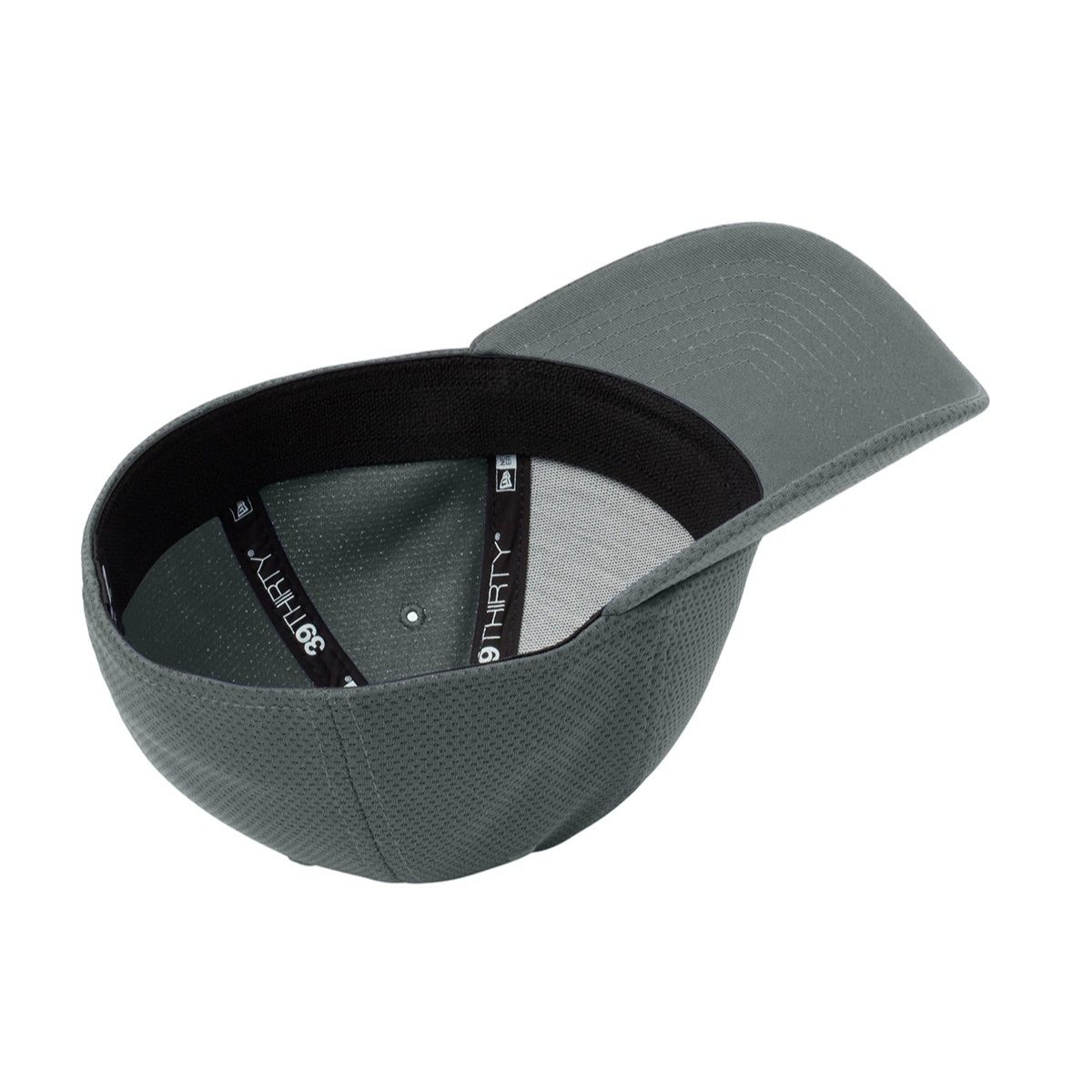 Charcoal New Era® Tech Mesh Cap, featuring a structured mid-profile design with breathable mesh panels, a curved visor, and moisture-wicking performance fabric for athletic activities and everyday wear.