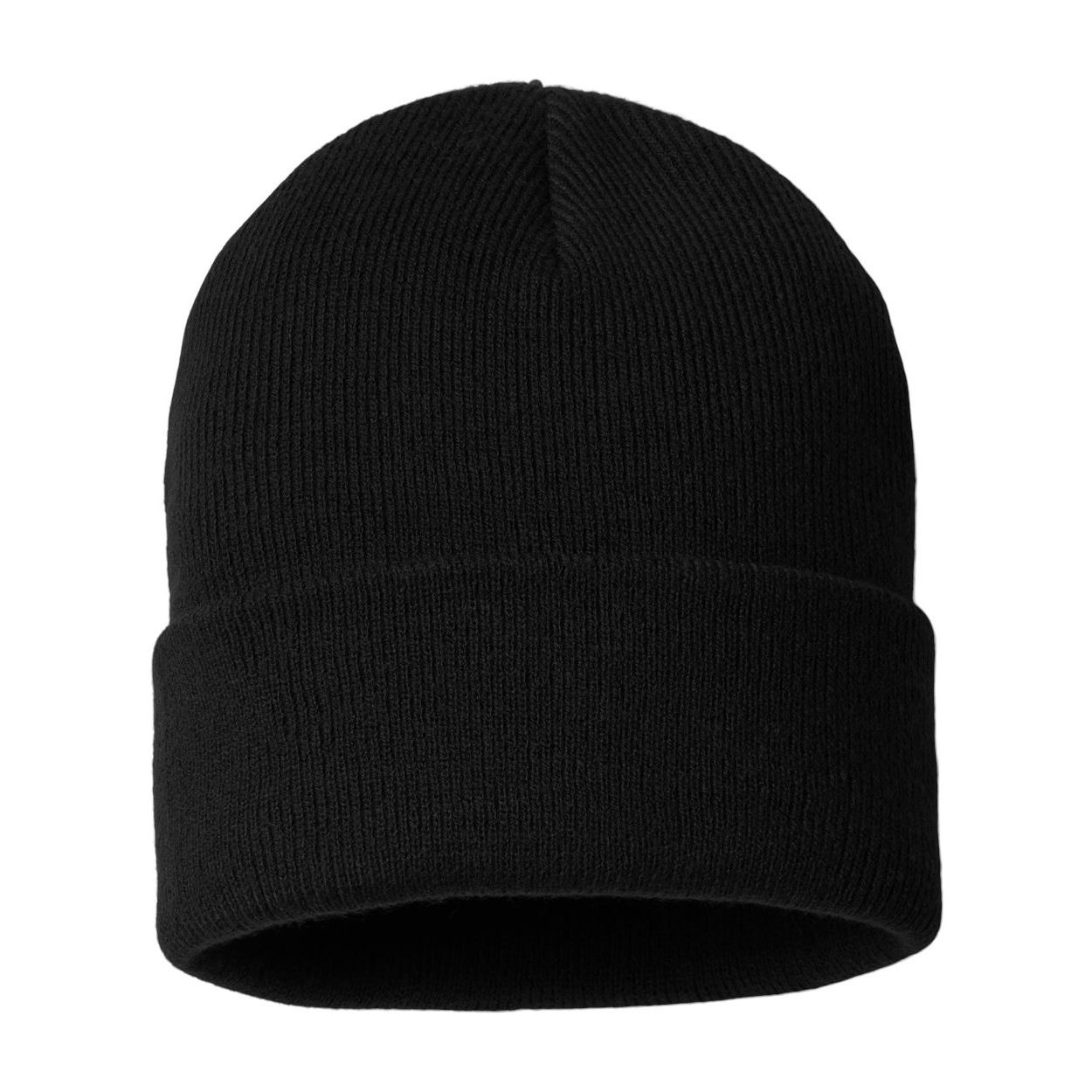 Black Columbia City Trek™ Heavyweight Beanie, featuring a chunky rib-knit construction, cuffed design, and woven Columbia logo patch for warmth during everyday wear and cold-weather outdoor activities.