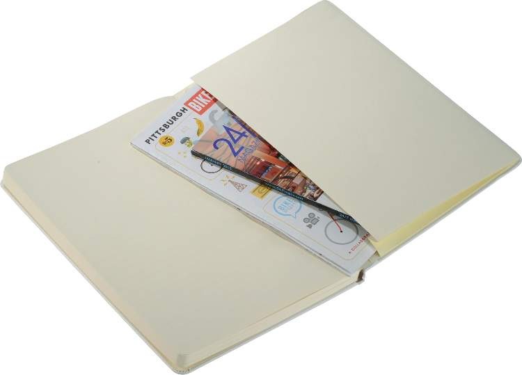 Black 5.5" x 8.5" FSC® Mix Ambassador Bound JournalBook®, featuring a hardcover bound design with an elastic closure, ribbon page marker, and lined pages for note-taking, journaling, and professional use.