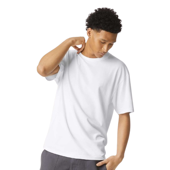 Sueded White unisex jersey t-shirt made from 100% combed ring-spun cotton with an ultra-soft sueded finish, ribbed crewneck collar, short sleeves, and relaxed fit.