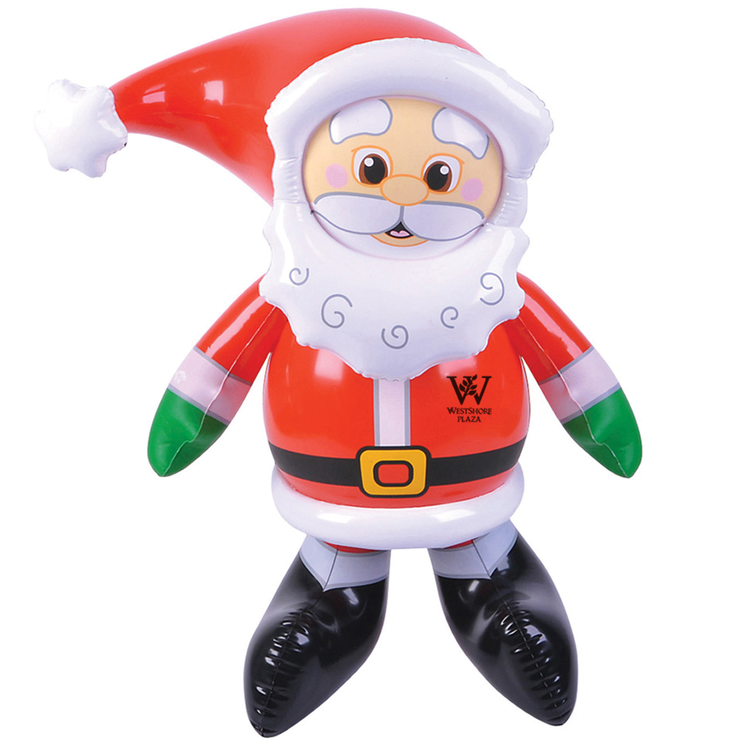 Red Santa Inflate, featuring a red inflatable Santa with a festive holiday design, ideal for decorating office spaces, home displays, poolside parties, and seasonal events.