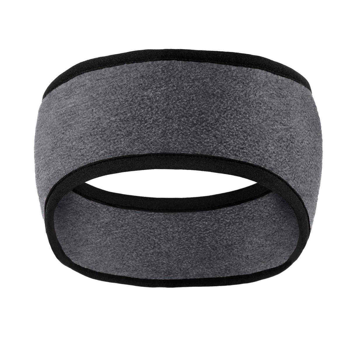 Midnight Heather Port Authority® Two-Color Fleece Headband, featuring soft two-tone fleece fabric with a contoured ear-warming design and lightweight construction for running, hiking, commuting, and cold-weather outdoor activities.