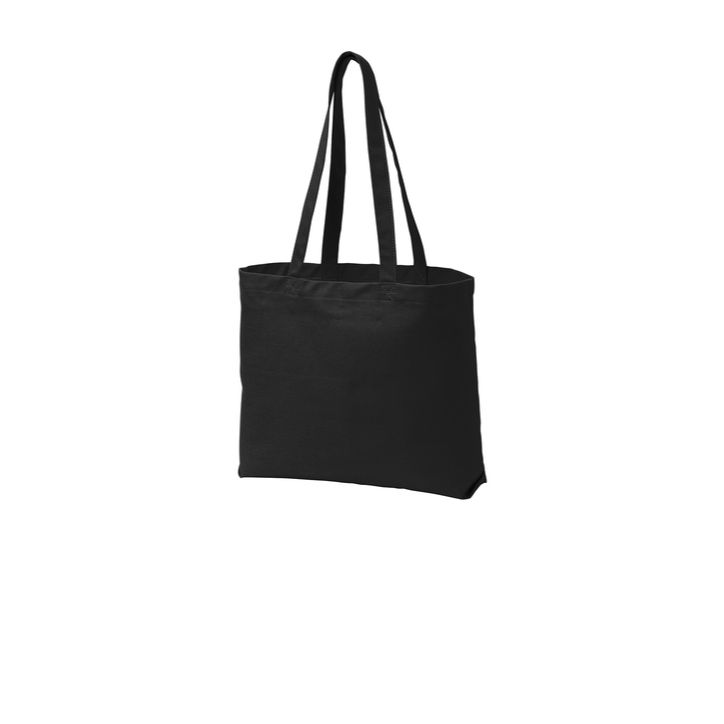 Black Port Authority® Beach Wash® Tote in black, featuring washed cotton canvas fabric, sturdy shoulder-length handles, a spacious open main compartment, and a relaxed casual design for beach trips, shopping, travel, and everyday use.