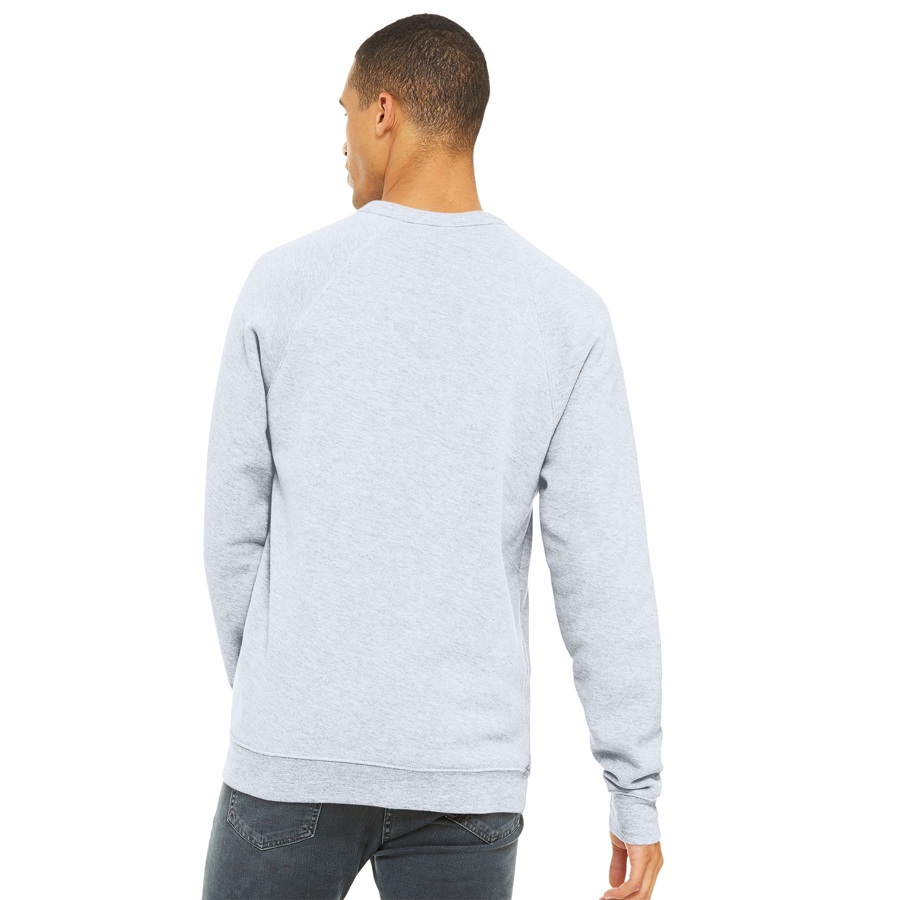 Ash unisex sponge fleece raglan sweatshirt featuring a retail fit, raglan sleeves, rib knit cuffs, and rib knit hem for comfortable everyday wear.