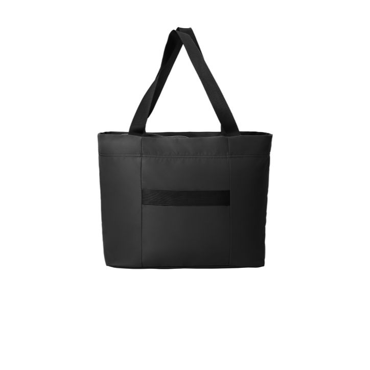 Deep Black Port Authority Matte Carryall Tote in Deep Black, featuring smooth matte-finish fabric, a spacious zippered main compartment, long shoulder handles, and a modern structured design for commuting, travel, shopping, and everyday essentials.
