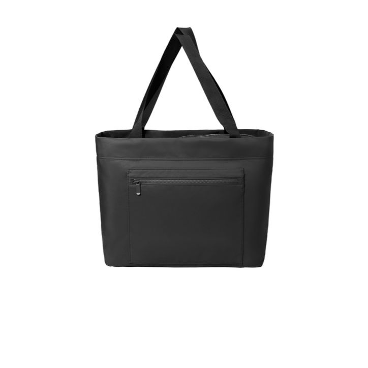Deep Black Port Authority Matte Carryall Tote in Deep Black, featuring smooth matte-finish fabric, a spacious zippered main compartment, long shoulder handles, and a modern structured design for commuting, travel, shopping, and everyday essentials.