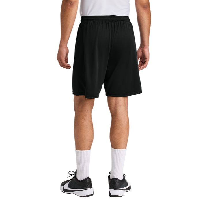 Black A4 Cooling Performance 7" Short, featuring lightweight moisture-wicking performance fabric, an elastic waistband with adjustable drawcord, a 7-inch inseam, and an athletic fit for training, running, team sports, and everyday active wear.