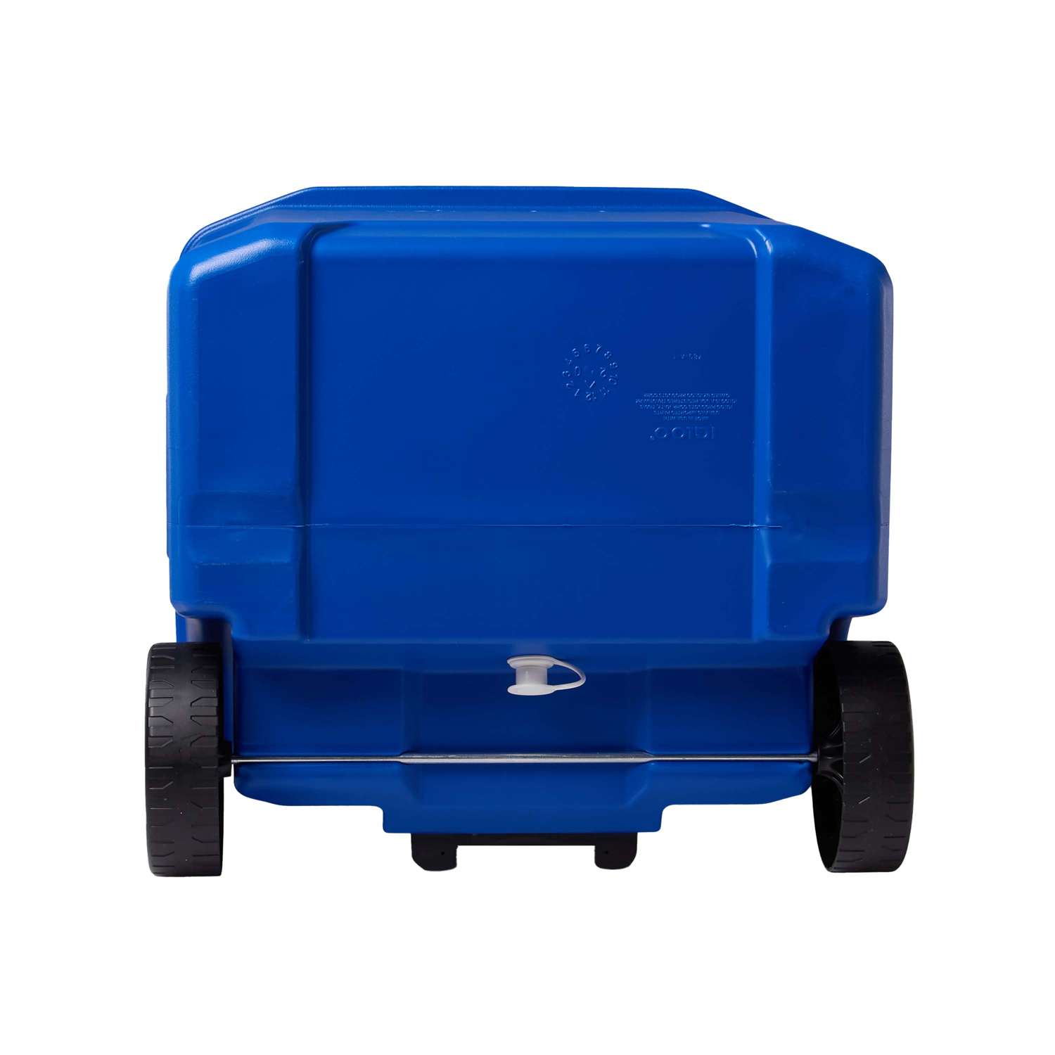 Azure IGLOO® 60QT Rolling Cooler, featuring a durable hard-sided plastic cooler with two rugged wheels, a locking telescoping handle, molded side handles, and a large insulated 60-quart capacity for tailgating, camping, picnics, sporting events, and outdoor gatherings.