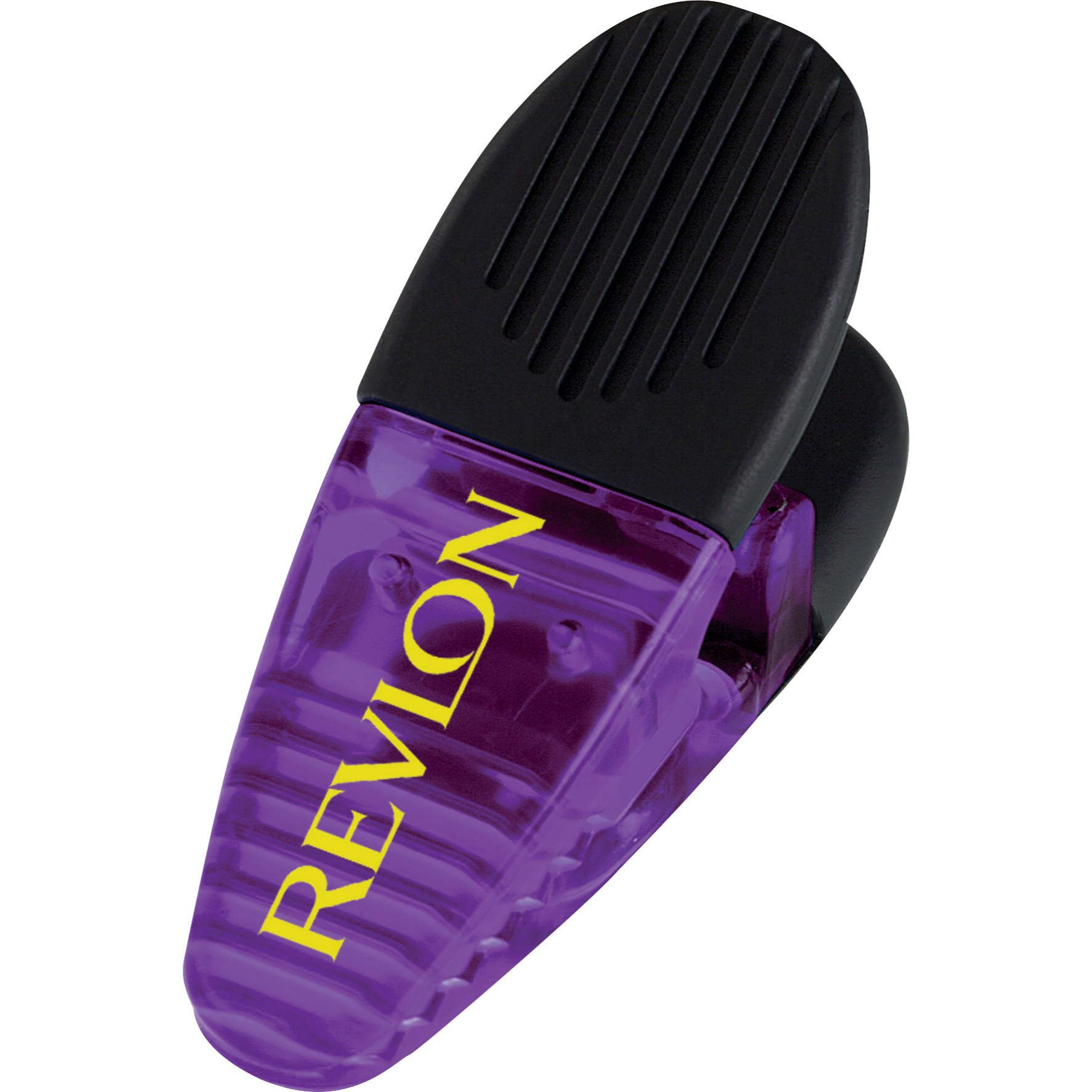 Transparent purple magnetic memo clip with a heavy-duty spring-loaded hinge, magnetic backing, and rubberized grip for holding notes, photos, and documents.