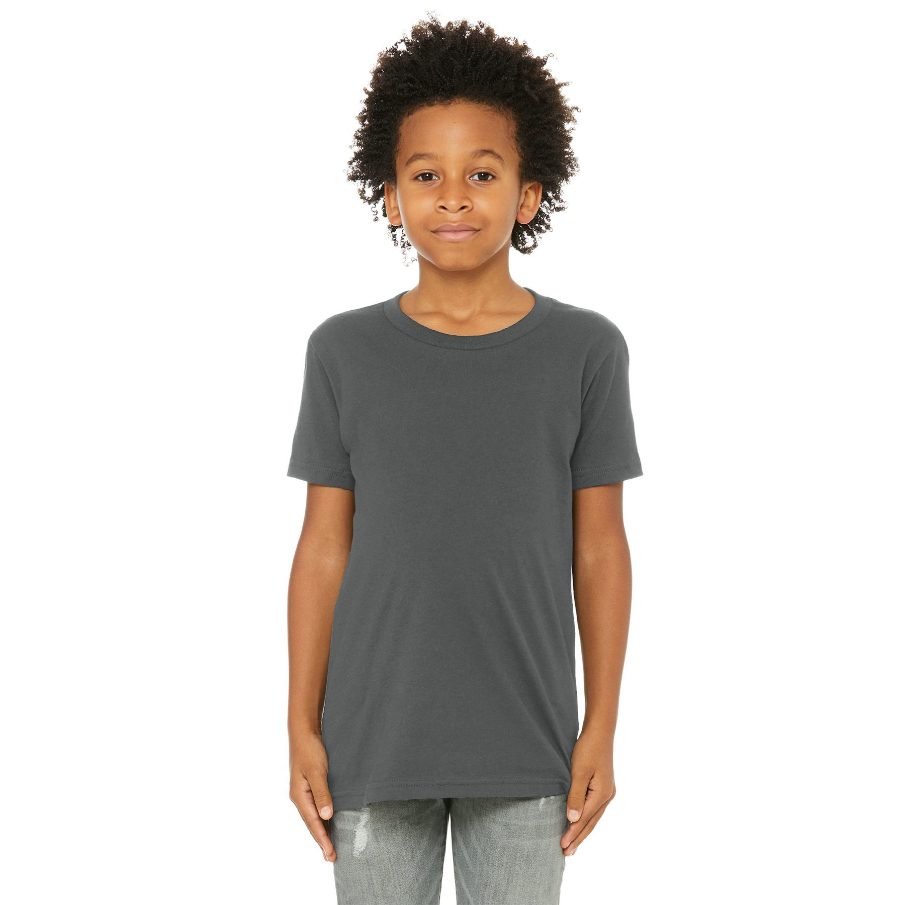 Asphalt youth short sleeve jersey tee with a classic fit and crewneck displayed on a white background.