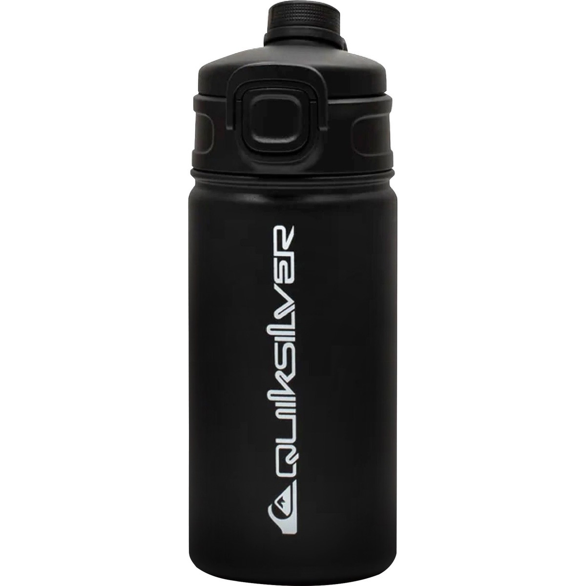 Black insulated stainless steel tumbler with a 2-in-1 straw and chug lid, locking flip top, carry handle, and silicone base.