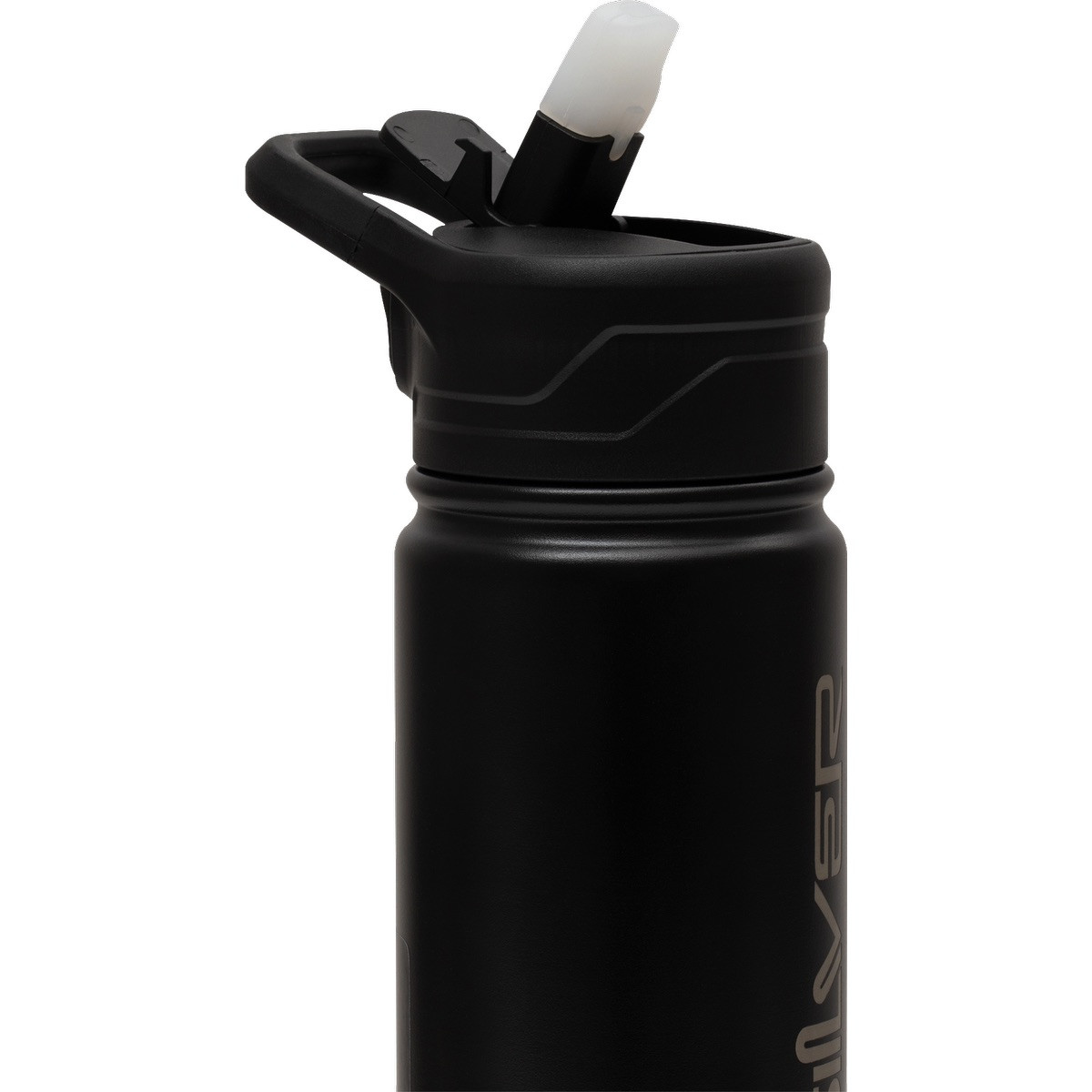 Black insulated stainless steel tumbler with a secure one-touch locking lid, leak-proof design, and double-wall vacuum insulation.