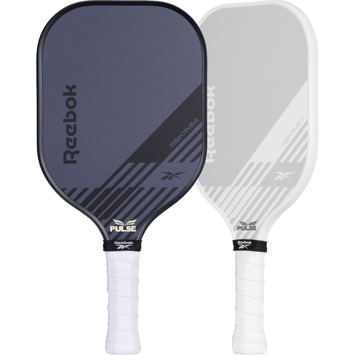 Reebok® Power Pickleball Single Paddle with a fiberglass paddle face, black edge guard, perforated cushioned grip, and ergonomic handle, designed for pickleball practice and competitive play.